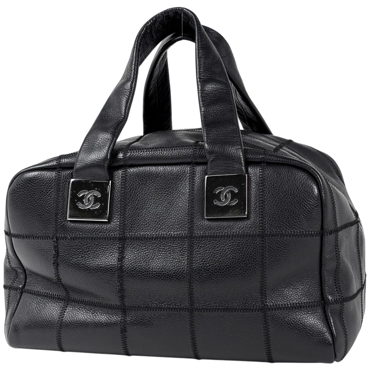 シャネル CHANEL チョコバー ハンドバッグ ココマーク キャビアスキン ブラック レディース 【中古】