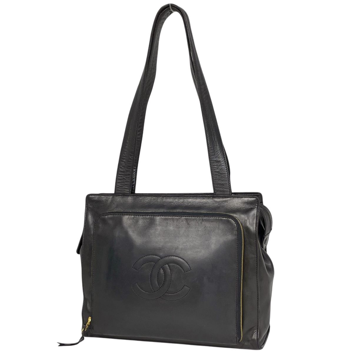 シャネル CHANEL ココマーク トートバッグ ショルダーバッグ レザー ブラック A07273 レディース 【中古】