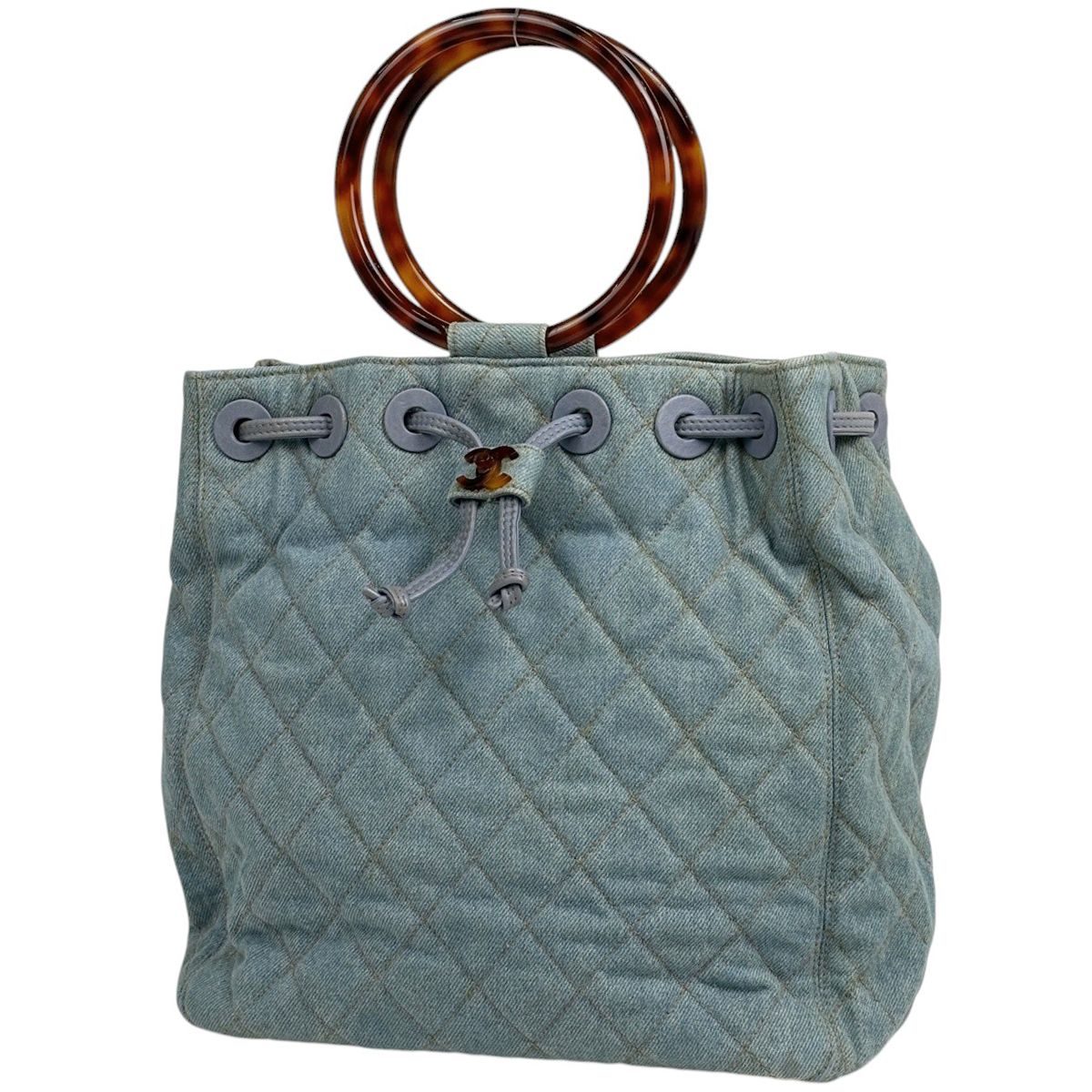 シャネル CHANEL ココマーク プラハンドル ハンドバッグ マトラッセ デニム ライトブルー レディース 【中古】