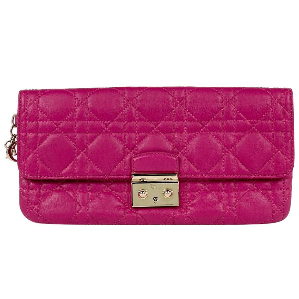 クリスチャンディオール Christian Dior カナージュ クラッチバッグ 財布 レザー ピンク レディース 【中古】