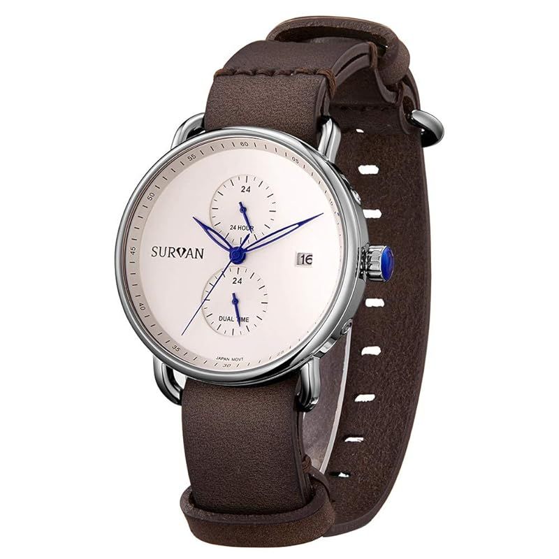 【新品】 SURVAN WatchDesigner 腕時計 メンズ とけい腕時計 電池式 時計腕時計 防水 うで時計 見やすい 時計 アナログ watch for men 白い文字盤 グレーベルト