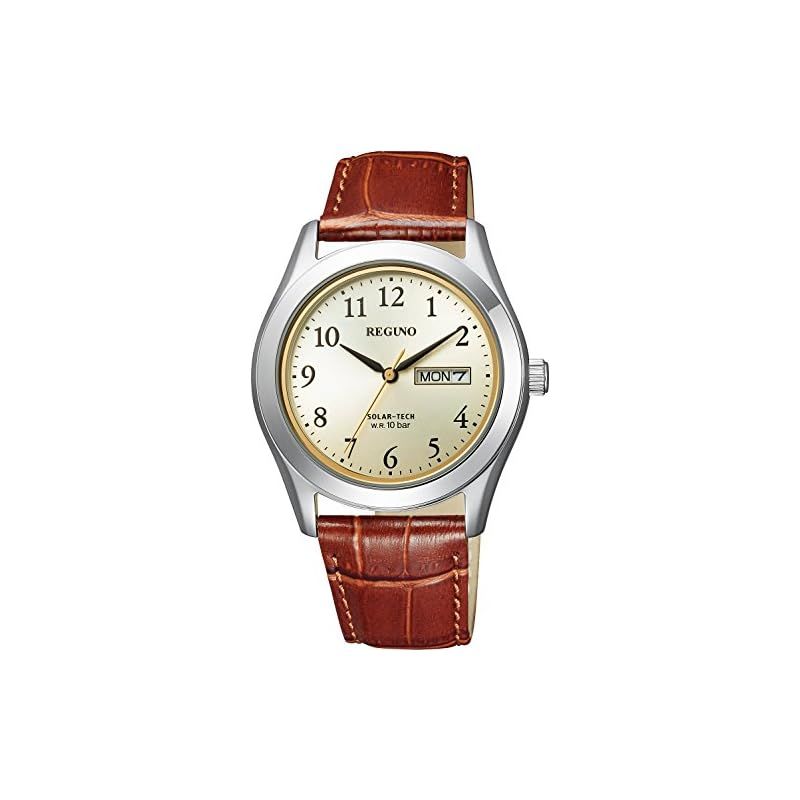 【新品】 [CITIZEN] 腕時計 REGUNO (ソーラー/防水/革ベルト) KM1-211-30 ソーラーテック メンズ ビジネス 牛革 アナログ 日付 曜日 秒針 ゴールド ブラウン 茶色 シチズン