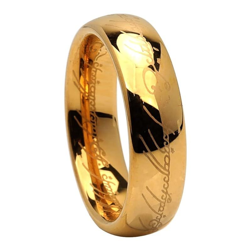 【新品】 [silver KYASYA]タングステン リング 指輪 メンズ 金 ゴールド 火文字 18金 18k gp 専用BOX付属 プレゼント(19号)