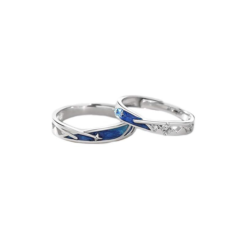 【新品】 [Deelfel] 指輪 カップル ペアリング 流星 星 フリーサイズリング プラチナ鍍金 星空模様 シンプル 軽量設計 男女兼用 バレンタインデー クリスマス