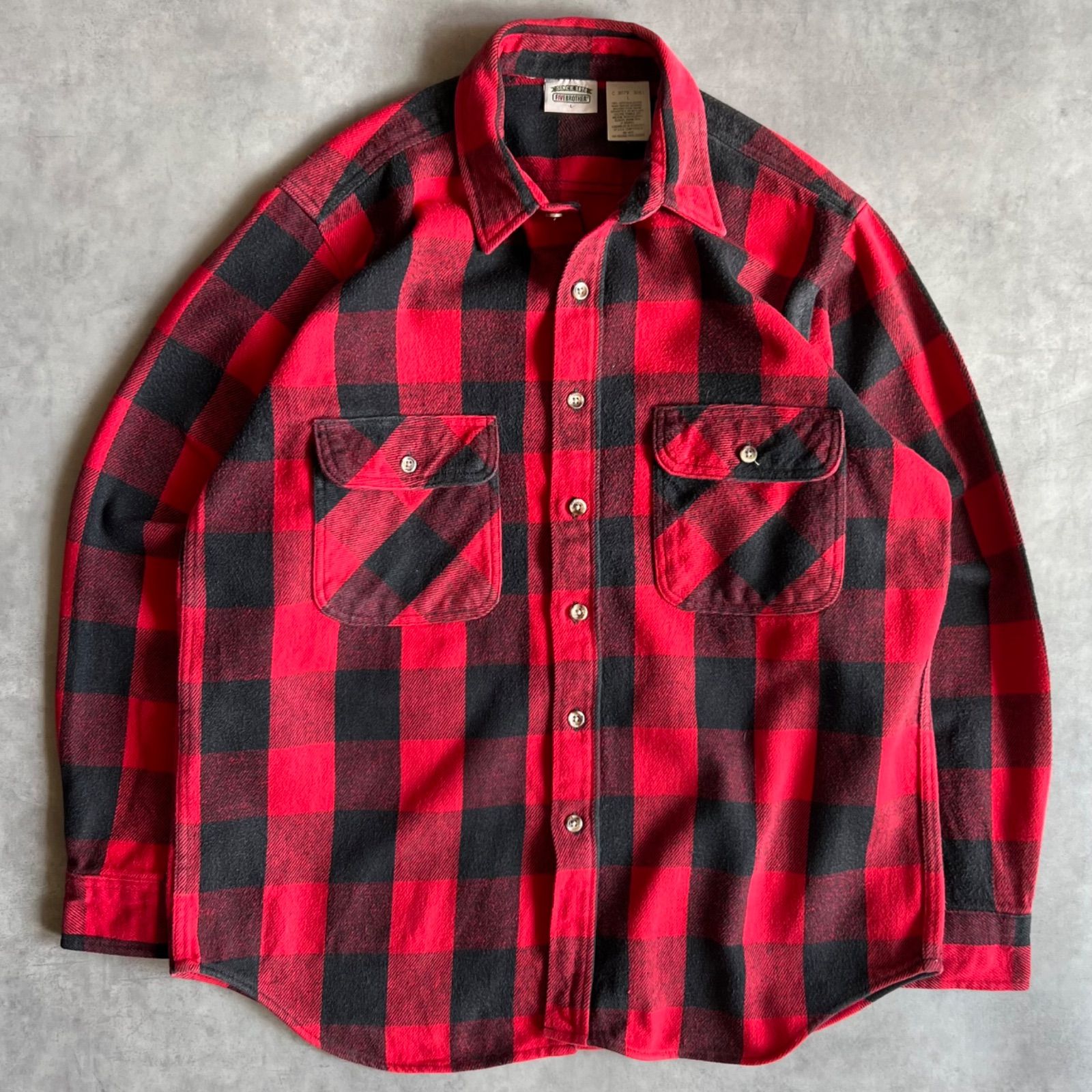 90s FIVE BROTHER heavy flannel shirt ファイブブラザー ネルシャツ