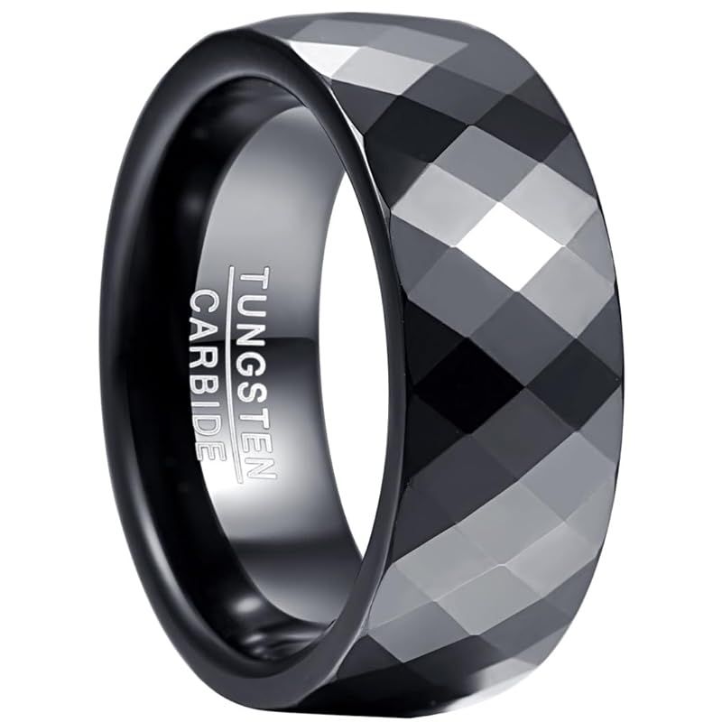 【新品】 083基地 ユニセックス 男女兼用 リング 指輪 タングステン カットリング メンズ 指輪 Ring ブラック 横幅8mm 真空メッキ 16号