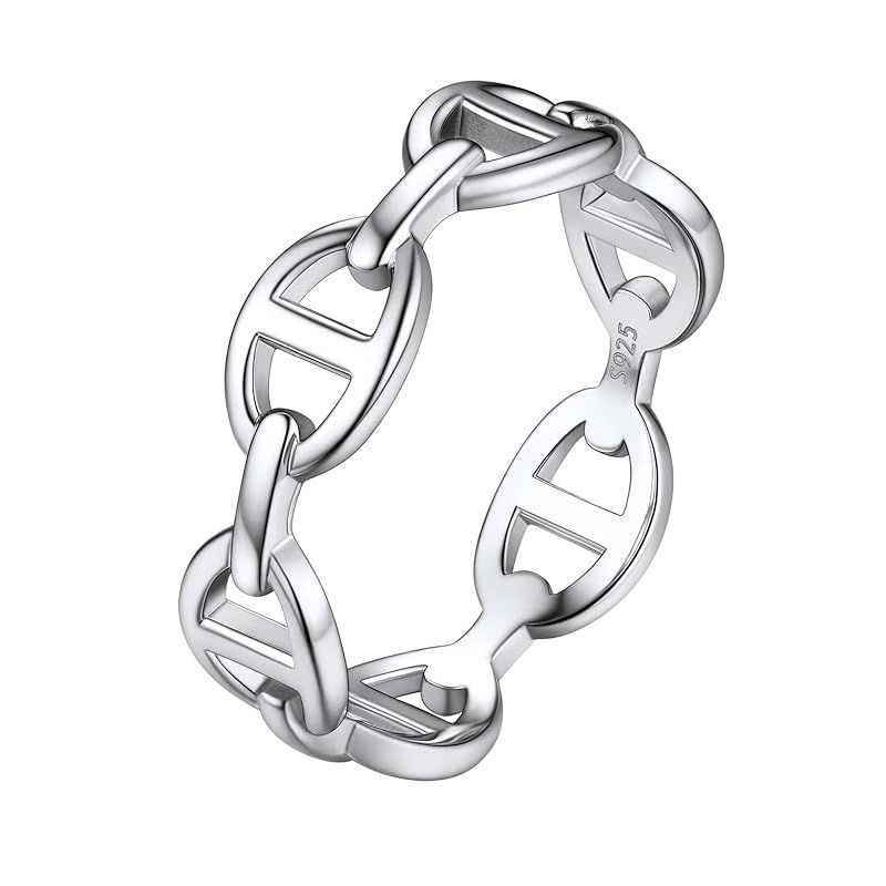 【新品】 [Silvora] シルバー925 指輪 レディース 人気 リング メンズ 24号 チェーンリング シンプル アクセサリー