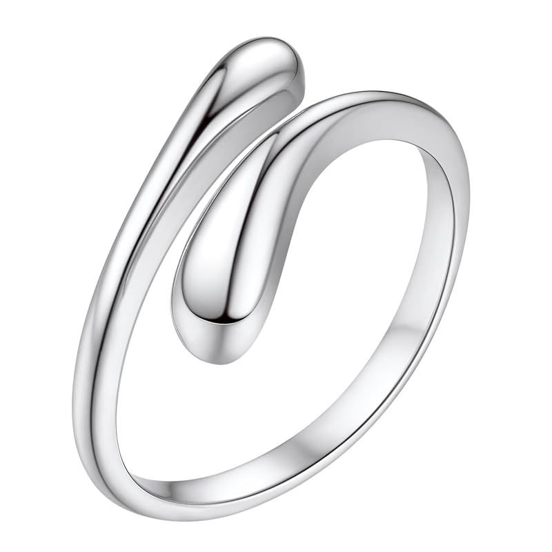 【新品】 [ChicSilver] シルバー925 リング レディース 人気 指輪 メンズ シンプル フリーサイズ ドロップ しずく アクセサリー