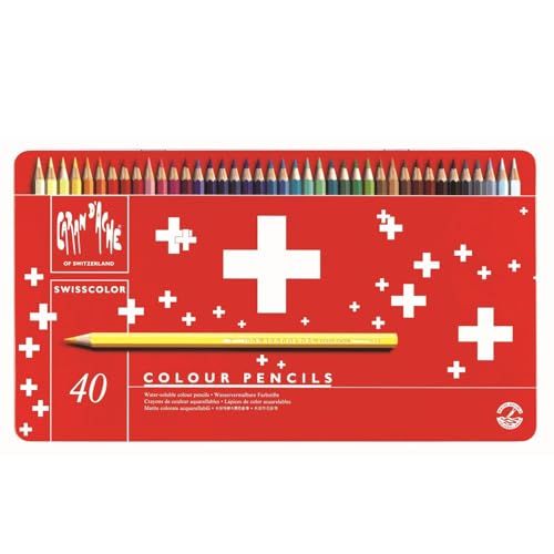 カランダッシュ(Caran d'Ache) CARAN D'ACHE カランダッシュ 色鉛筆 水溶性 スイスカラー 1285-740 40色 メタル缶 正規輸入品/ b1218a00