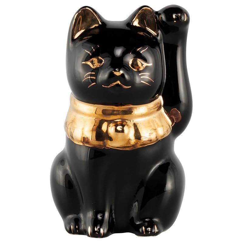 【新品】 瀬戸焼 招き猫 まねき猫 黒 左手 ゴールド 約直径5×高さ9cm ミニサイズ 金運 置き物 陶器 日本製 152-0007 6,805円