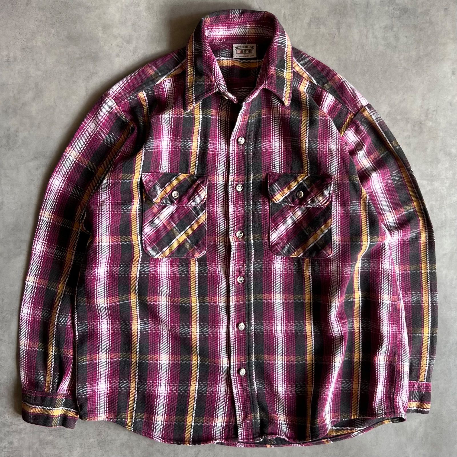 90s FIVE BROTHER heavy flannel shirt ファイブブラザー ネルシャツ