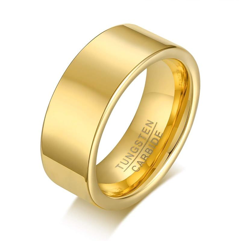 【新品】 [Rockyu] 指輪 タングステン メンズ リング シンプル ゴールド 指輪 おしゃれ 細身 幅2mm 4mm 6mm 8mm 平打ちリング 金属アレルギー対応 指輪物語 ファッション アクセサリー 快適なフィット感