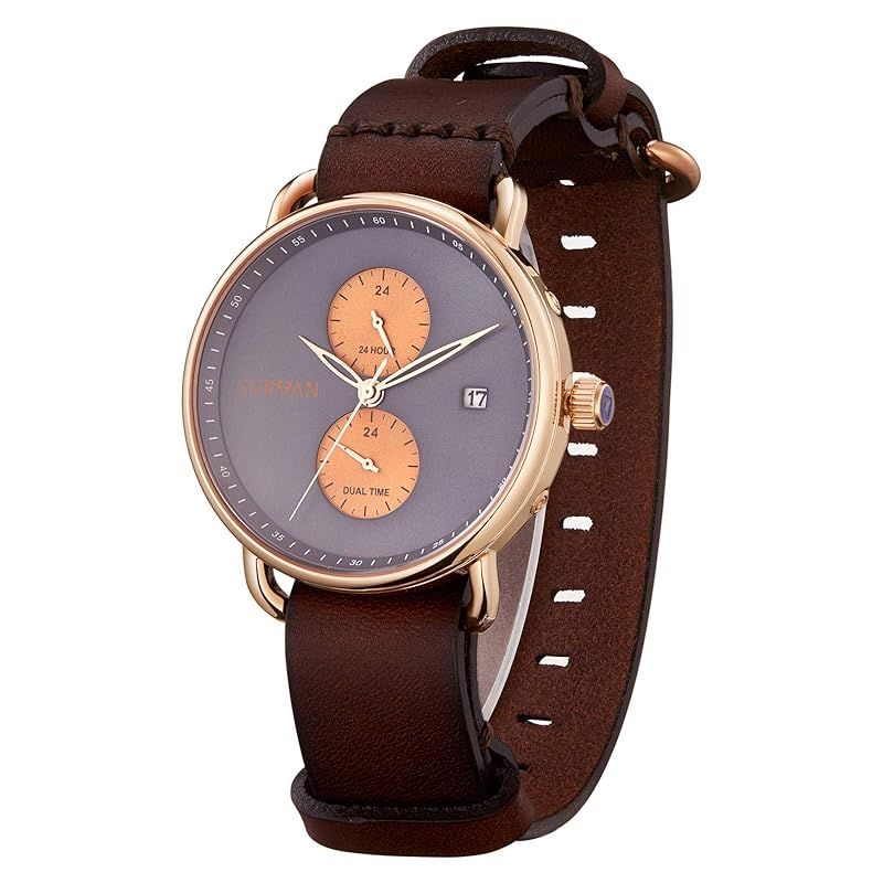 【新品】 SURVAN WatchDesigner 腕時計 メンズ とけい腕時計 電池式 時計腕時計 防水 うで時計 お洒落 時計 アナログ watch for men 黄色い小さい文字盤 栗色のベルト