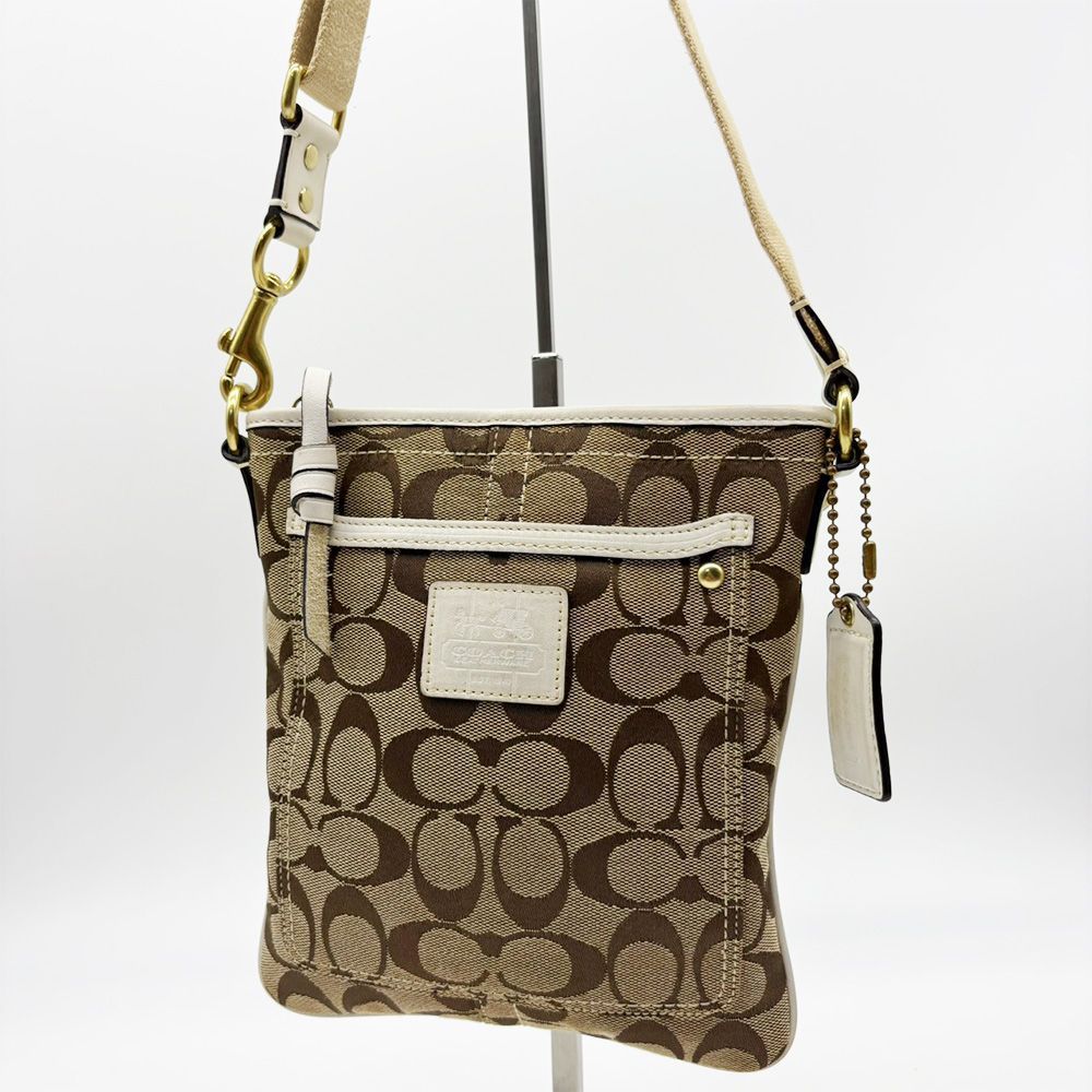 コーチ coach ショルダーバッグ サコッシュ キャンバス ベージュ 