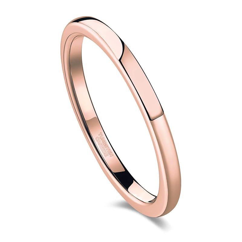 【新品】 [Rockyu] 指輪 レディース ピンクゴールド タングステン リング 幅2 細身指輪 シンプル 人気 18k レディース指輪 ブランド 婚約 結婚 ゆびわ プレゼント
