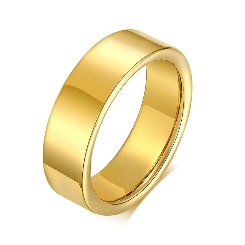 【新品】 [Rockyu] 指輪 タングステン レディース リング シンプル ゴールド 指輪 おしゃれ 細身 幅2mm 4mm 6mm 8mm 平打ちリング 金属アレルギー対応 指輪物語 ファッション アクセサリー 快適なフィット感
