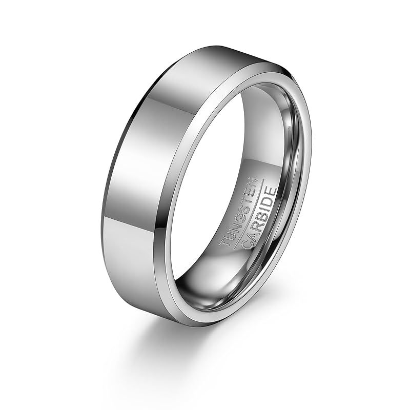 【新品】 [Ｂａｎｄｍａｘ] タングステン 指輪 メンズ 平打ち リング 太め 金属アレルギー対応 幅6mm シンプル ファッションリング 結婚記念日 男性 アクセサリー 14号
