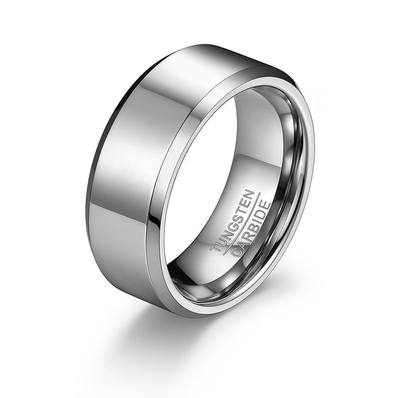 【新品】 [Ｂａｎｄｍａｘ] タングステン リング 太め メンズ 平打ち 指輪 アレルギー対応 幅8mm シンプル ファッションリング 太め 水/汗対応 男性 アクセサリー 26号