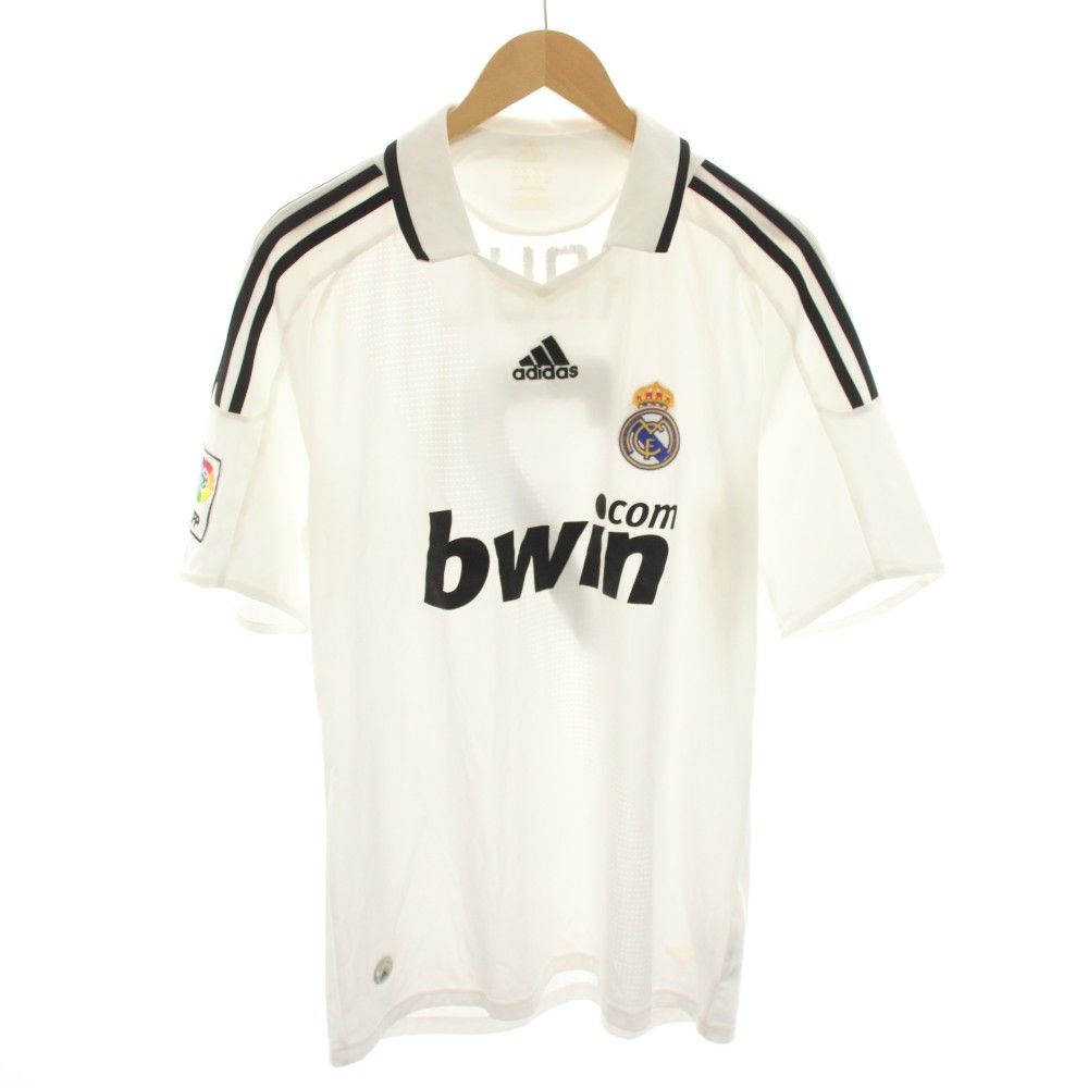 アディダス adidas レアルマドリード 08/09 ラウール 7番 ユニフォーム Tシャツ カットソー 半袖 ロゴプリント 刺繍 M 白 ホワイト 黒 ブラック 315118 /YT