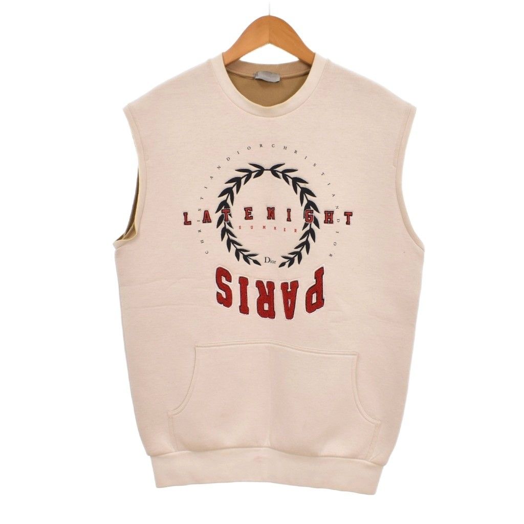 ディオール Dior 18SS LATE NIGHT SUMMER PARIS スリーブレス スウェット ノースリーブ ベスト ロゴ刺繍 S アイボリー 863J627WI118