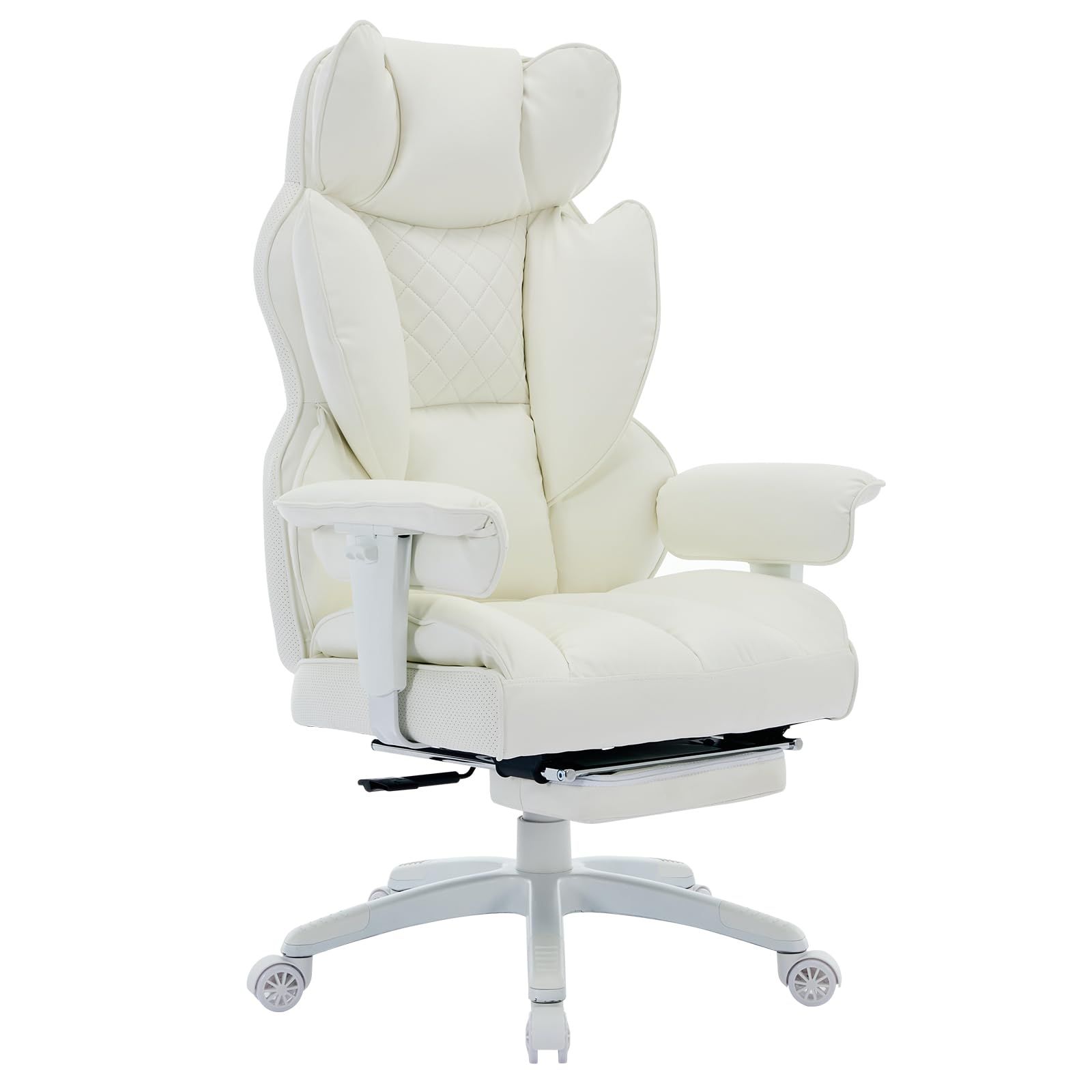 ☆新品☆【3年き】Efomao ゲーミングチェア オフィスチェア 社長椅子 デスクチェア 高耐久 150kg耐荷重 人間工学 リクライニング 90°-135° 昇降調節 360°回転 キャスター付 長時間作業向け 高級チェア (PUレザー ホ 3609767b