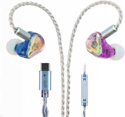 EPZ G30 ゲーミング有線イヤホン 1DD+1BA ハイブリッドドライバー HiFi インイヤーモニターS/M/L 3 サイズイヤーピース付属 マイプラグ ENC ノイズキャンセリング 音楽・ゲーミング両対応 (Type-C マイク付き) 4ff2484d