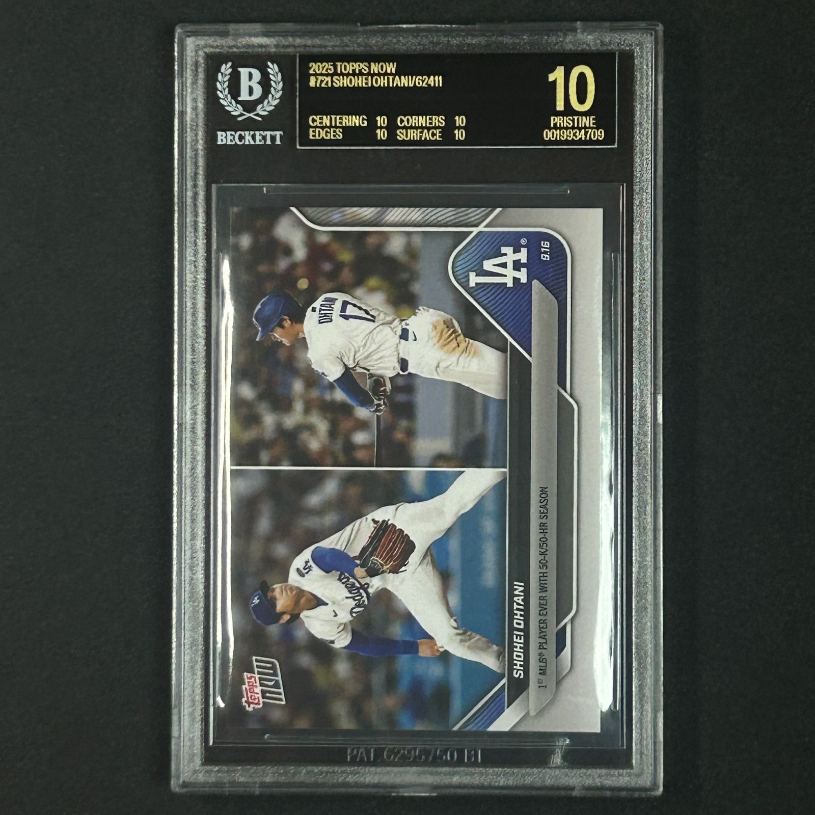 【大谷翔平 ブラックラベル】BGS10 BL 2025 Topps Now #721 Shohei Ohtani/62411* ドジャース MLB BGS鑑定品 P0259