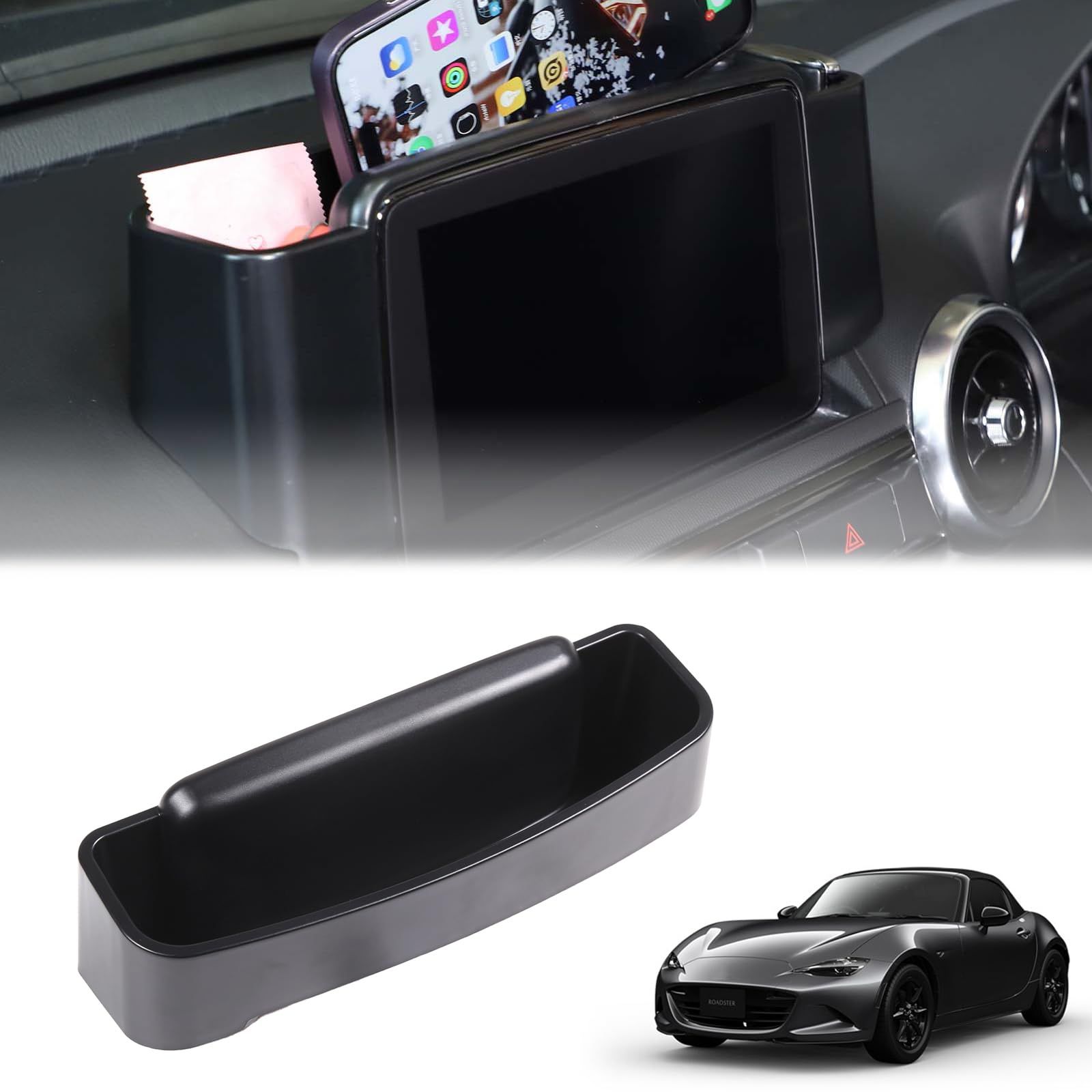 新型 マツダ ロードスター RF ND系 2016?2023 収納ボックス ナビ後部収納ボックス 収納バッグ ABS製 取付簡単 車用収納 小物入れ 便利グッズ カスタム アクセサリー カー用品【右ハンドル専用】【24年ND非対応】as b054f2ff