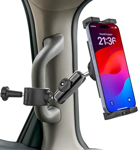 【新登場&最強の安定性】Charchendo 車載 スマホホルダー アシストグリップ用 スマホスタンド トラック 取っ手に取り付け可能 ハイエース200系対応 Aピラーホルダー スマホ&タブレット兼用 車載ホルダー 360度回転 工具不要 簡 364280bc