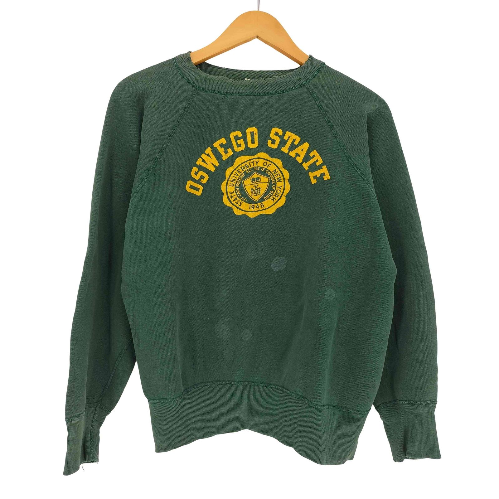 チャンピオン Champion 60s 大文字ランタグ ラバープリント OSWEGO STATE ラグラン カレッジスウェット メンズ import：L