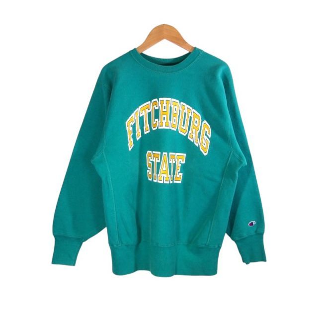CHAMPION VINTAGE 90s REVERSE WEAVE FITCHBURG STATE CREW GREEN サイズL チャンピオン ヴィンテージ リバースウィーブ フィッチバーグ ステート クルーネック スウェット 大名店