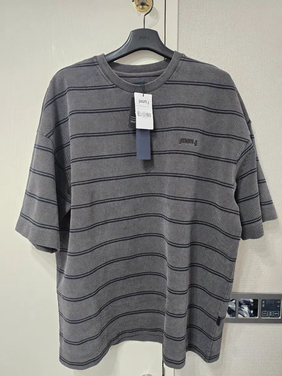新品 L Juun.J ジュンジェイ ピケ ストライプ グレー