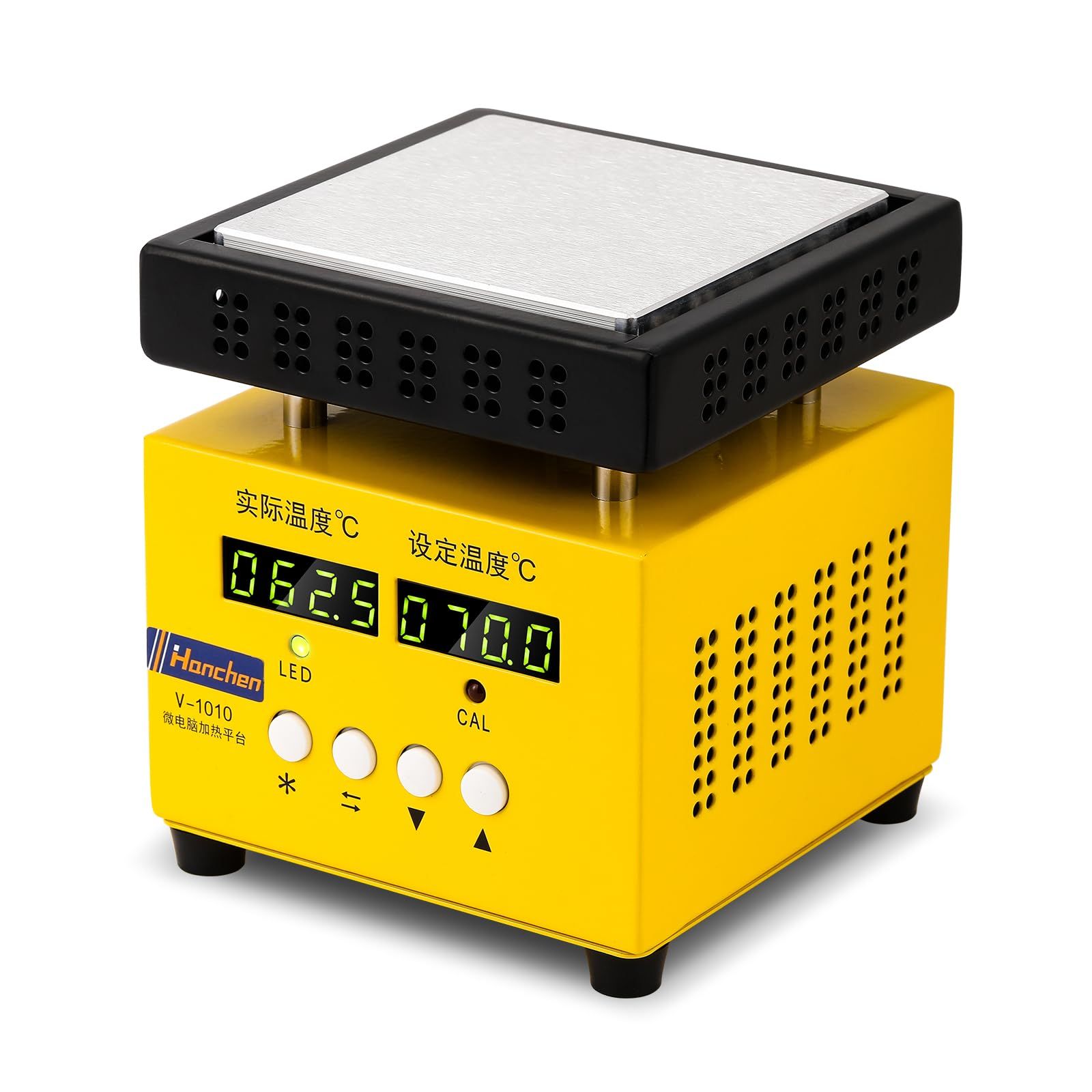 Hanchen ホットプレート 10*10cm 工業用ホットヒーター タイマー付 恒温加熱台 予熱ステーション 室温?400℃デジタル温度コントローラー PID制御 PCB基板 フィルム溶接 樹脂成型 治具金型予熱用 はんだ付け/予熱/加熱/ c4bf9074