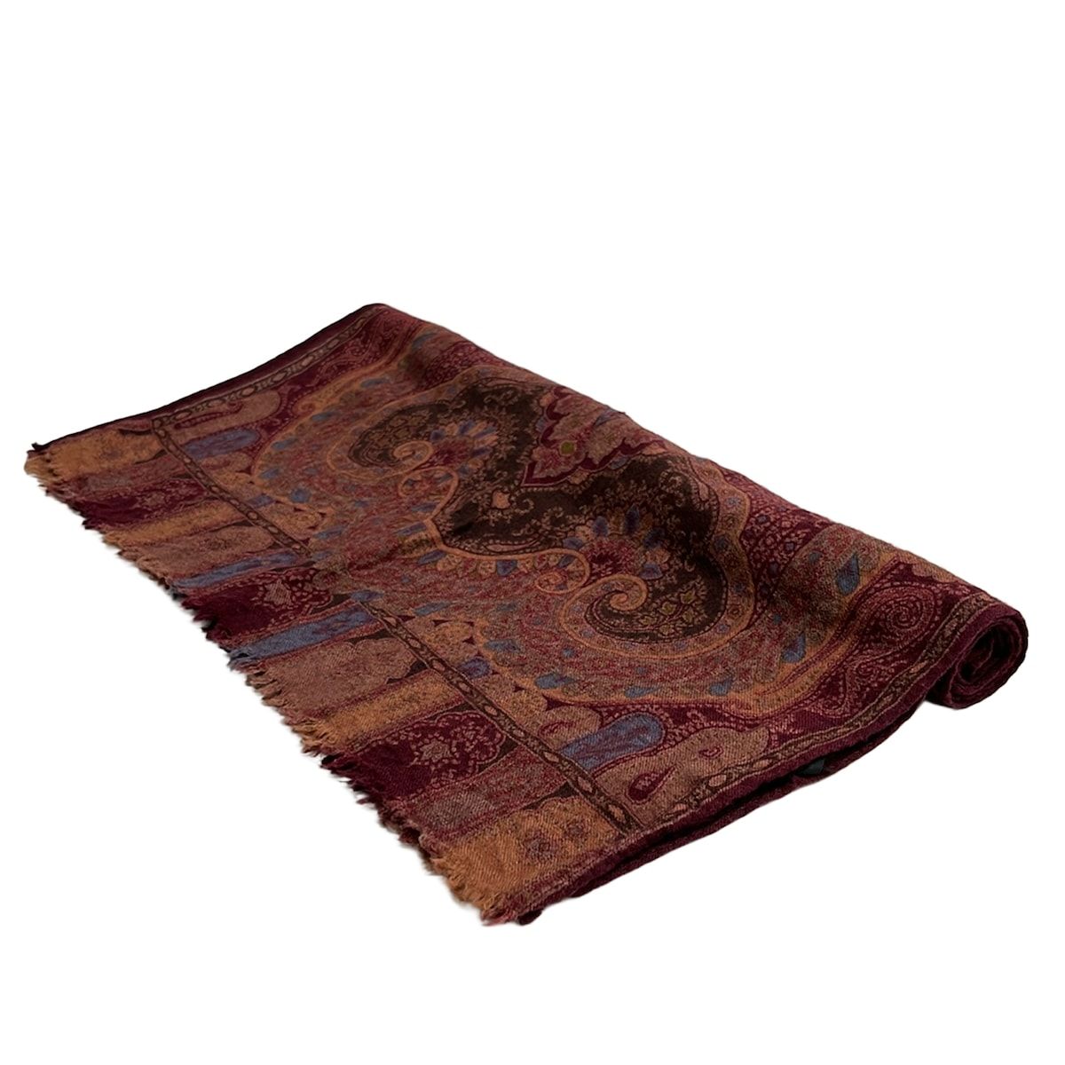 ETRO(エトロ) ストール(ショール)美品 - ボルドー×ピンクベージュ×マルチ ペイズリー柄 ウール、シルク