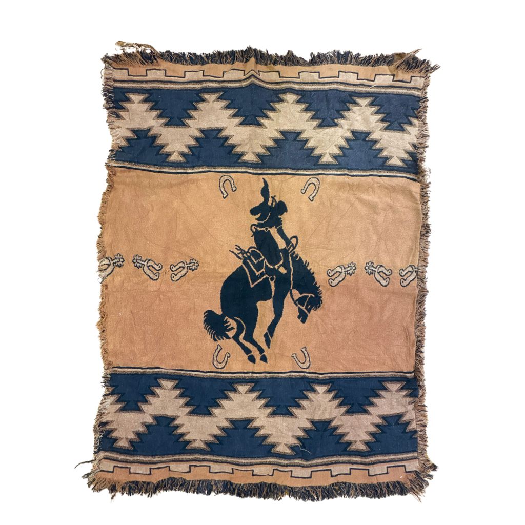 vintageラグ ブランケット マルチカバー タペストリー ネイティブ柄 カウボーイ オルテガ アニマル Rug Blanket Cowboy 2949