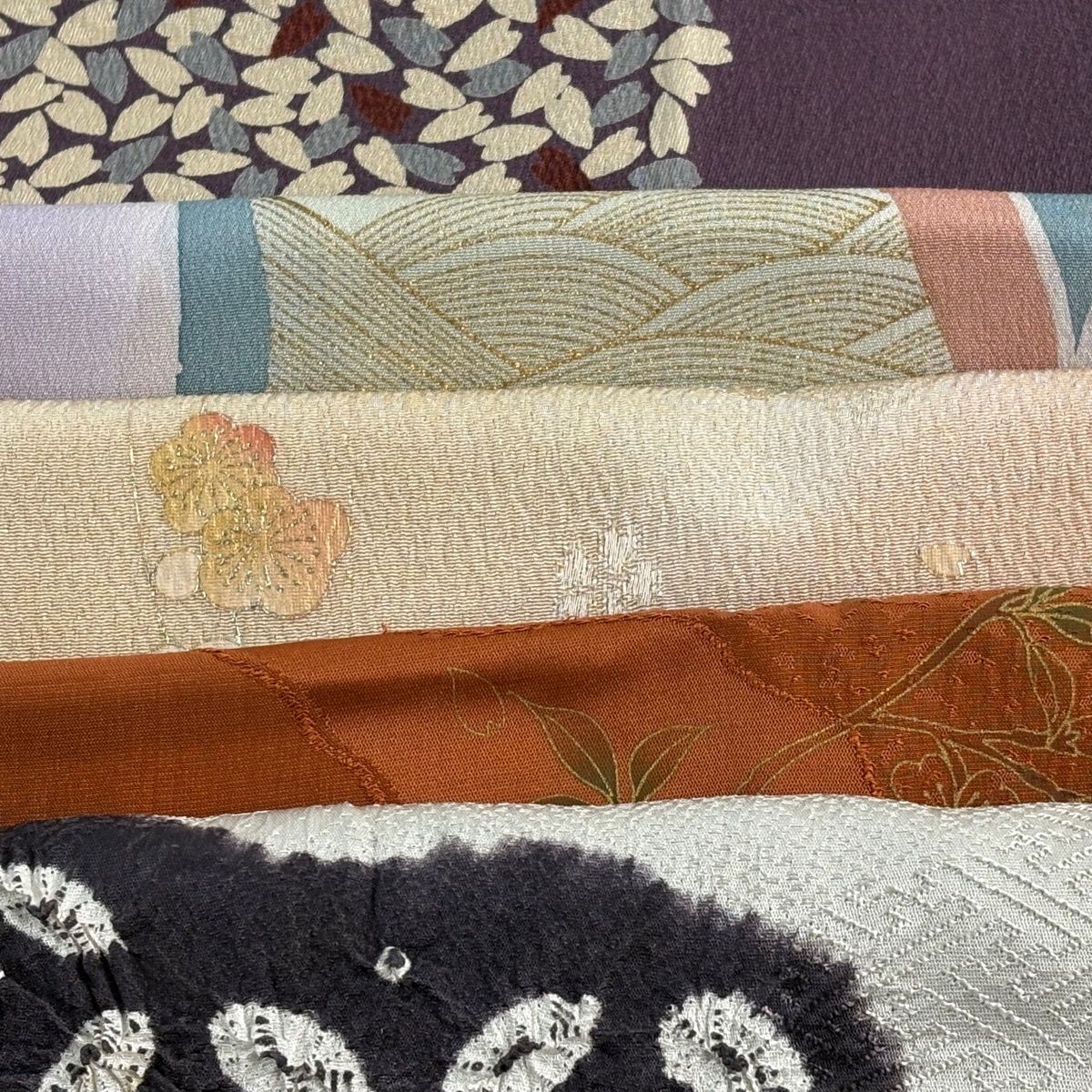 帯揚げ 優品 帯揚5枚セット 薄紫 正絹 和装小物 【中古】