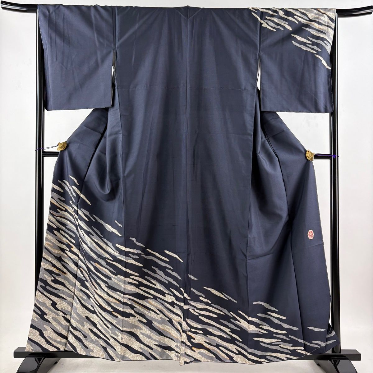 美品】 訪問着 身丈159cm 裄丈66.5cm M 袷 紬地 鈴乃屋 袋帯セット