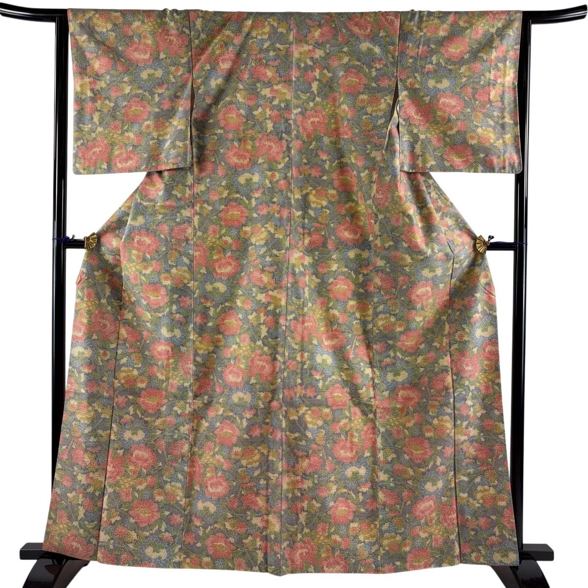 紬 身丈162.5cm 裄丈65cm M 袷 草花 灰色 正絹 優品 【中古】 - メルカリ