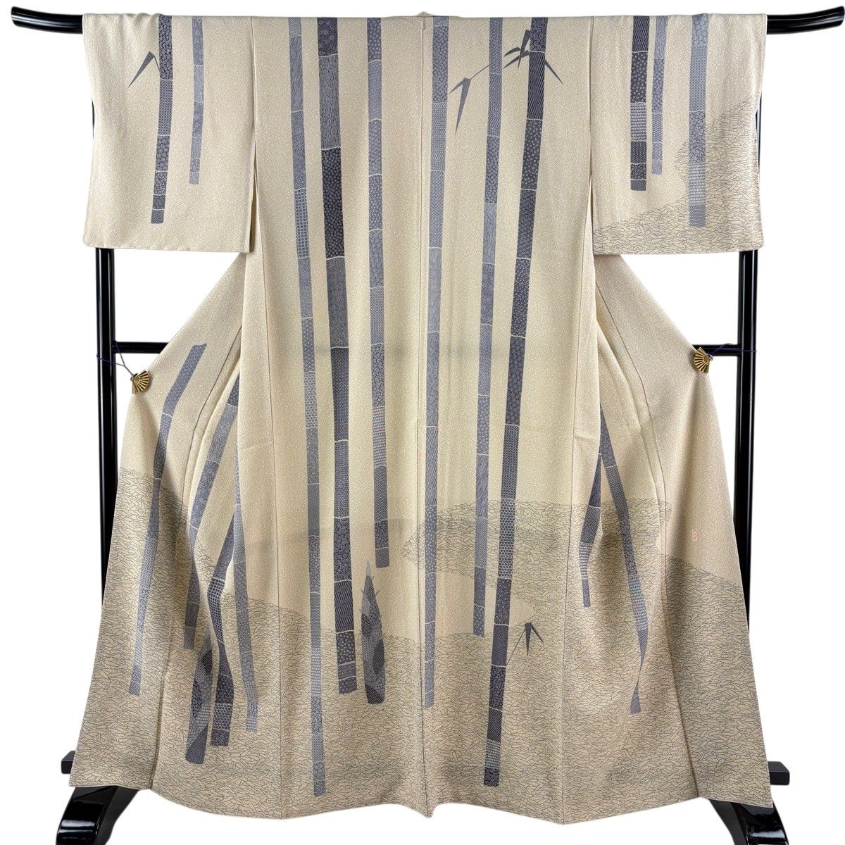 【美品】 訪問着 身丈162.5cm 裄丈68cm L 袷 川村久太郎 落款 竹 筍 ベージュ 正絹 名品 【中古】