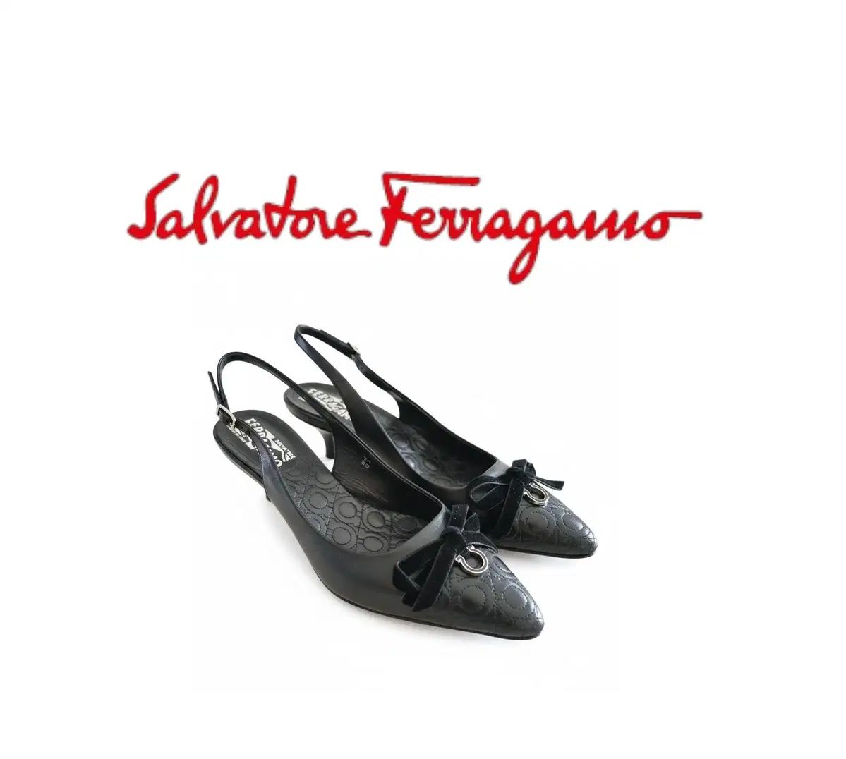 FERRAGAMO フェラガモ ガンチーニ ロゴ キルティング スリングバック ミュール Size 5 5