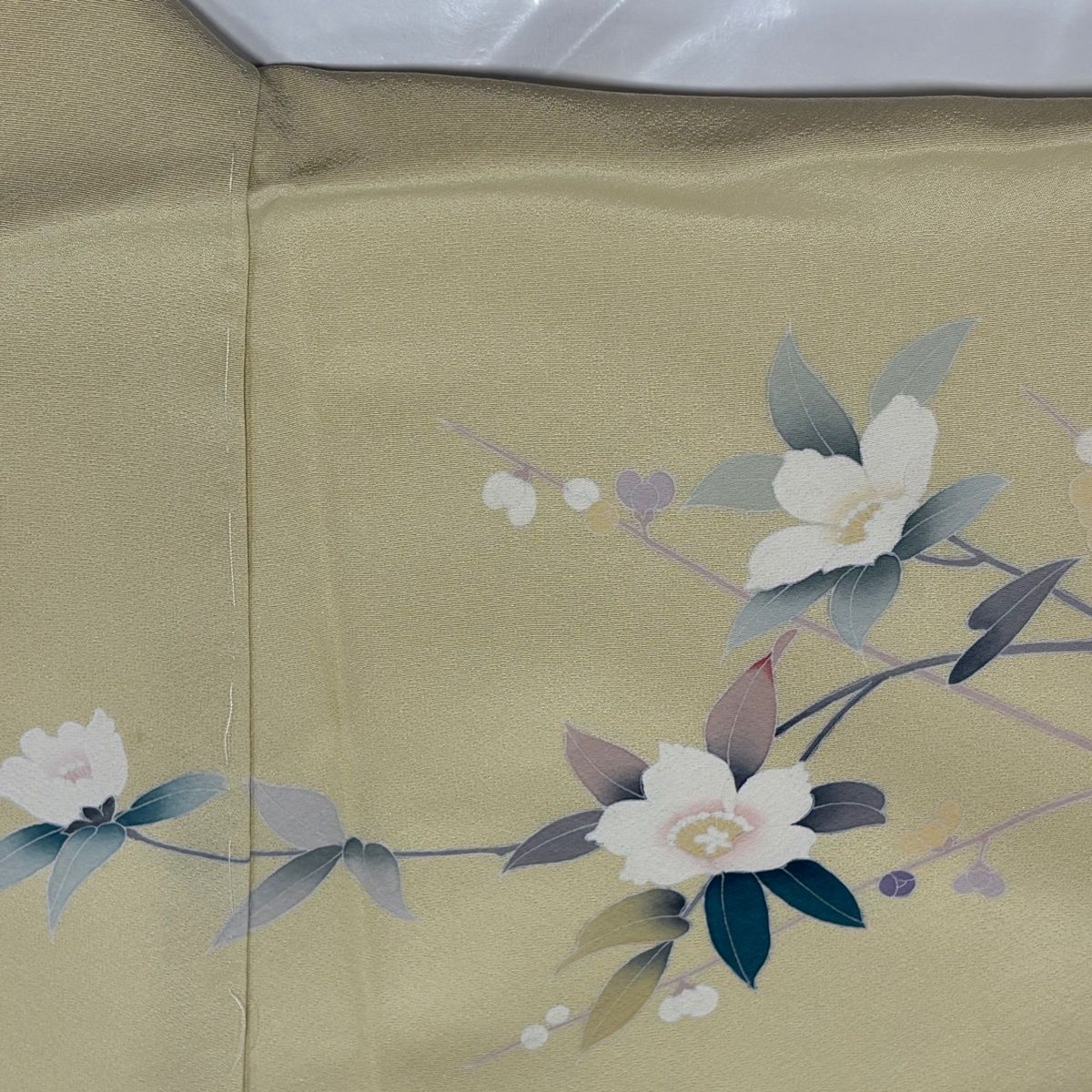 美品】 訪問着 身丈164.5cm 裄丈65.5cm M 袷 枝花 流水 金糸 ぼかし 薄 