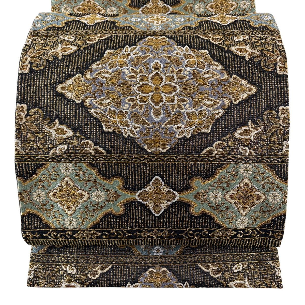 【美品】 袋帯 秀品 華文 草花 金糸 黒 六通 正絹 【中古】