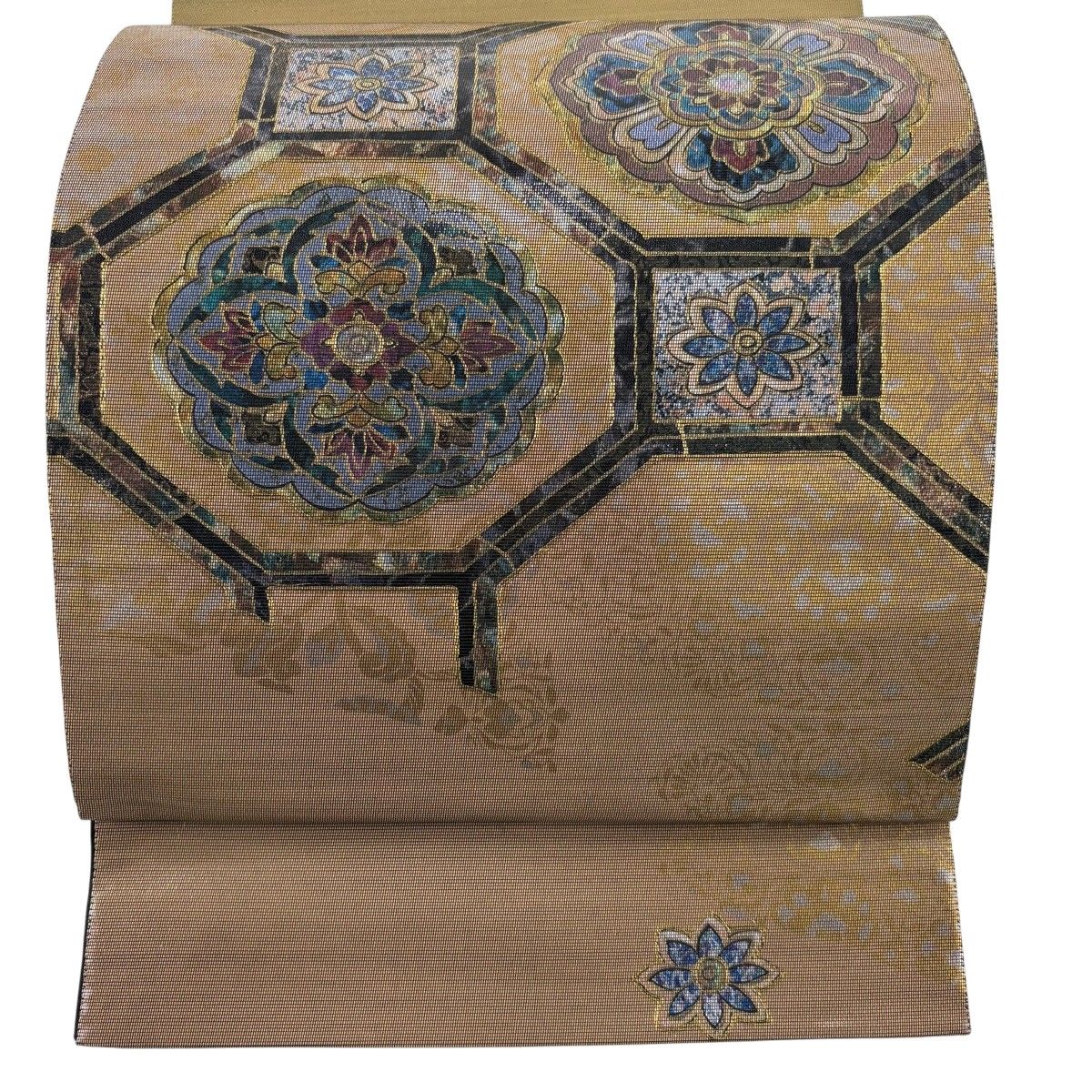 【美品】 袋帯 秀品 蜀江華文 縞 箔 金銀彩 茶色 お太鼓柄 正絹 【中古】
