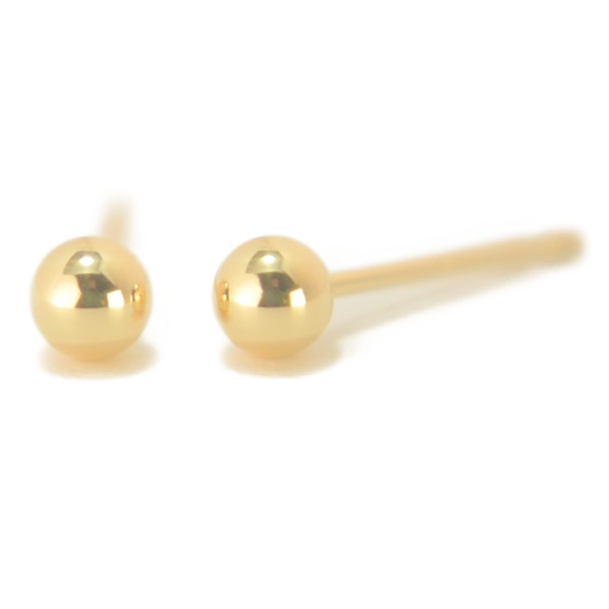 K18イエローゴールド丸玉ピアス 3mm ボールピアス 18金 K18 1ペア両耳販売 日本製 ニッケルフリー yokomountain (シリコンキャッチ)