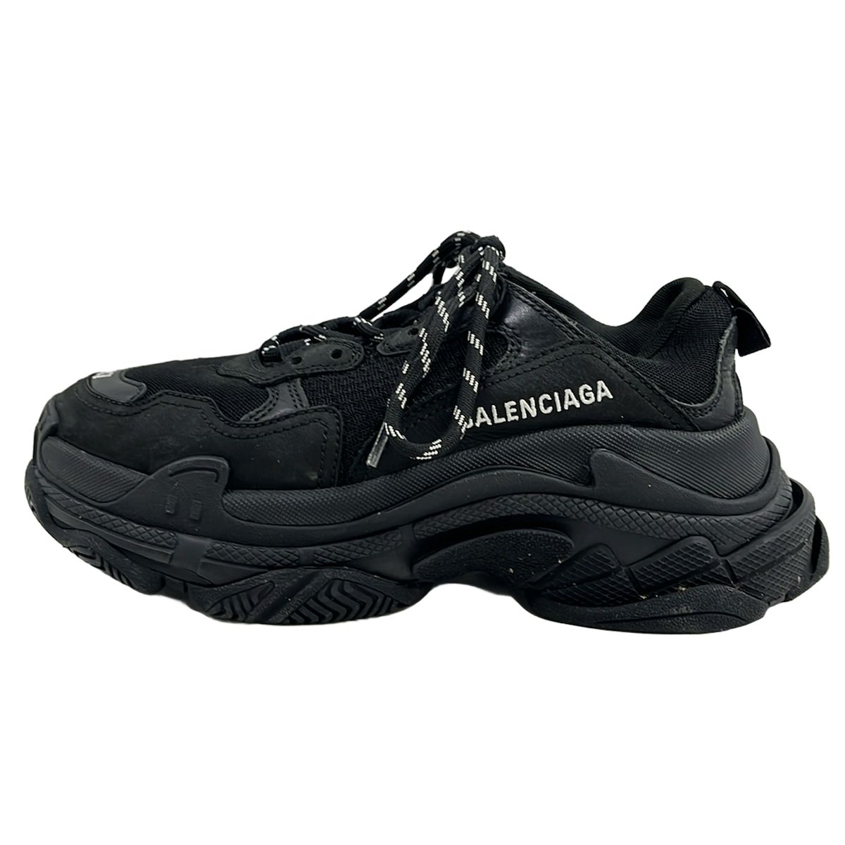 BALENCIAGA(バレンシアガ) スニーカー 24.5 レディース Triple S 524036 黒×白 ダットスニーカー コットン