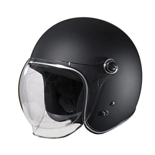 ☆新品☆モトベース（MOTO BASE）SG・PSC規格 バイク用 シールド付 ヴィンテージ タイプ ジェットヘルメット｜MBHL-VJ01S｜マットブラック/フリー（57?60ｃｍ未満) fb2aaff2