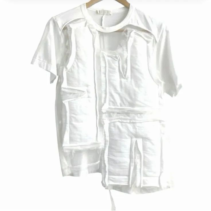 AD2018 COMME des GARCONS コム デ ギャルソン アシンメトリー シースルー チュール切り替え カットソー Tシャツ GB-T010 レディース S