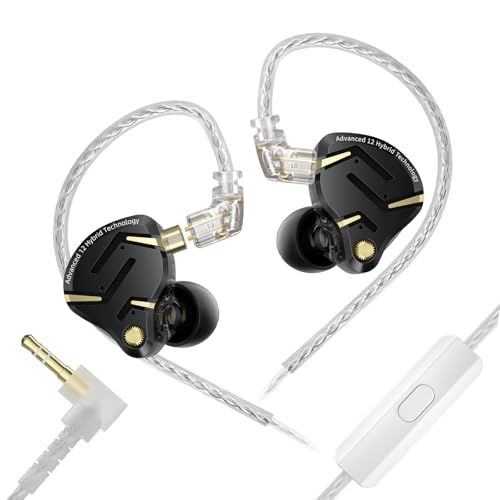 KZ zs12pro2有線イヤホン1DD＋5BA kz ゲーミングイヤホン イヤモニ 内蔵電子クロスオーバー 高純度銀メッキケーブル付属 ゲーム/FPS対応 高遮音性 10mm超低周波ダイナミックドライバー リケーブル可能の設計モニターイヤホン （ブラックｍａ