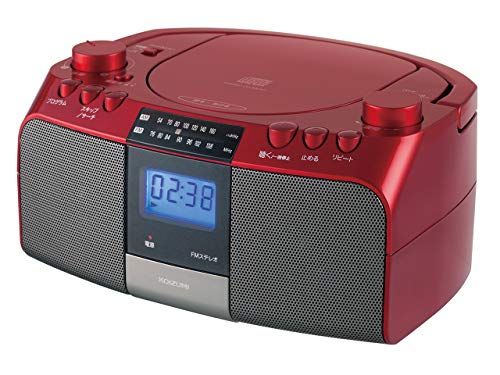 コイズミ CDラジオ AM/FM ワイドFM対応 大型液晶 レッド SAD-4705/R★