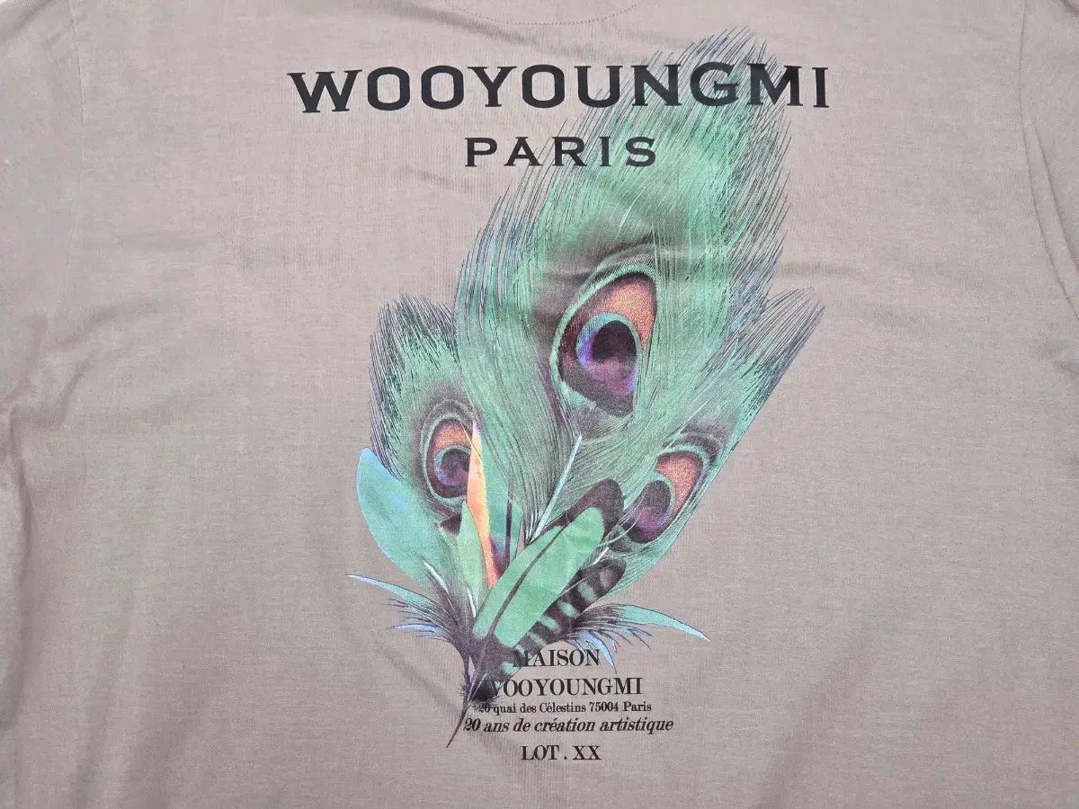 52 ウーヨンミ フェザー バックロゴ 半袖 Tシャツ グレー
